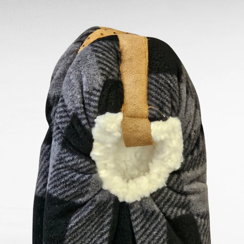 Fuzzy Babba Slipper Socks  Black Gray L/XL